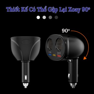 Bộ Chia Tẩu Sạc Oto Không Dây - Chia 2 Tẩu 1 Cổng Sạc 3.1A Và 1 Cổng Sạc Nhanh QC3.0 VERSION 2