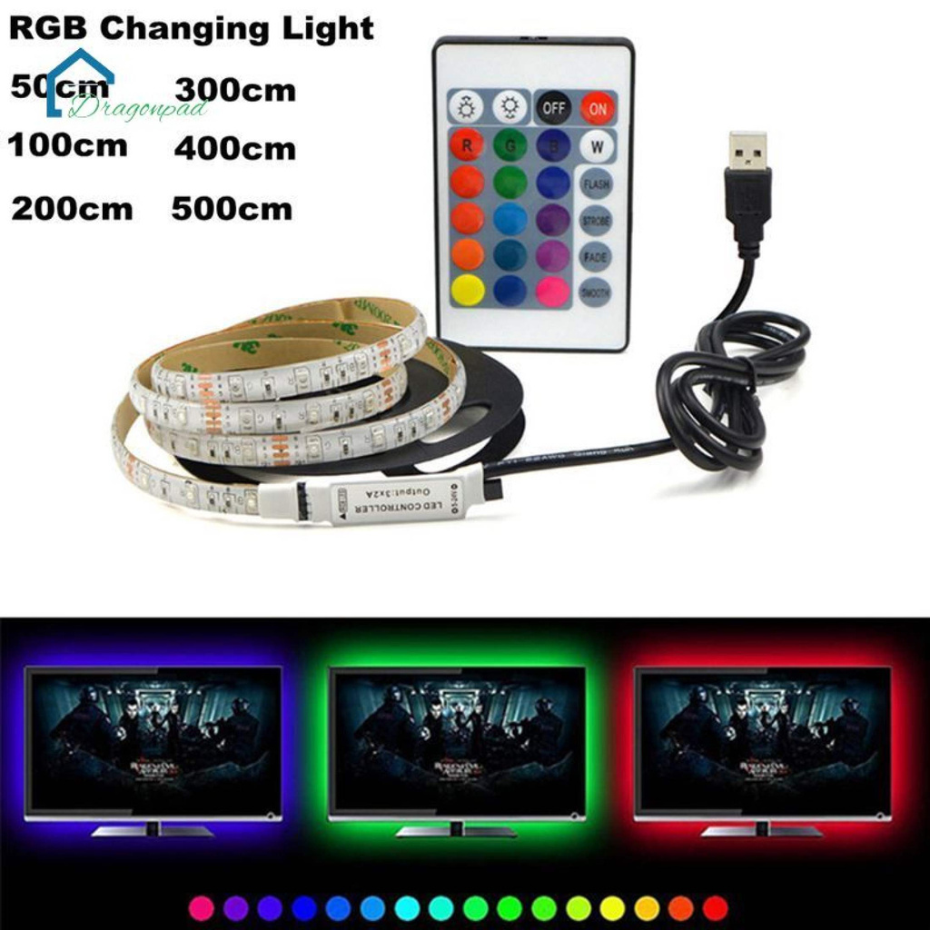 Đèn LED Dây Chống Nước USB 5V Băng Đổi Ánh Sáng RGB Linh Hoạt  Điều Khiển Từ Xa