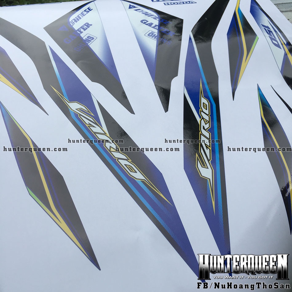 Tem rời Vario 2018. Logo Racing, xe xanh. Thay đổi màu sắc và chi tiết theo yêu cầu. Sắc nét, bền màu