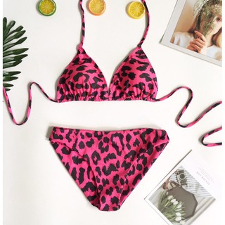 BIKINI 2 MẢNH TAM GIÁC DA BEO NÂU - HỒNG BIKINISTORE
