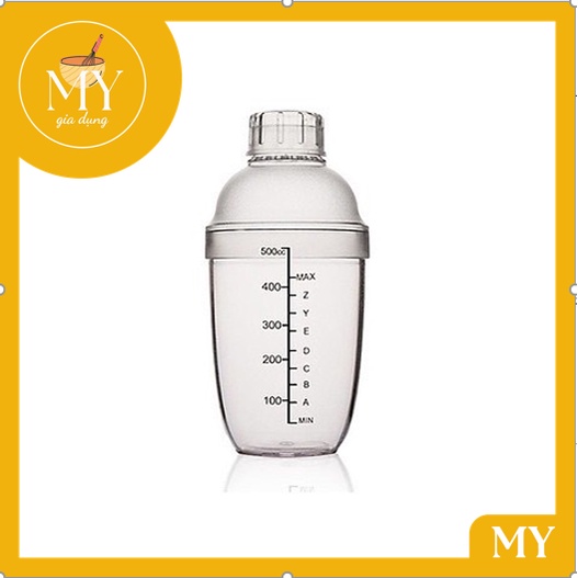 Bình lắc pha chế Shaker nhựa chia vạch đen Cao Cấp chất dày siêu bền 350ml - 500ml - 700m