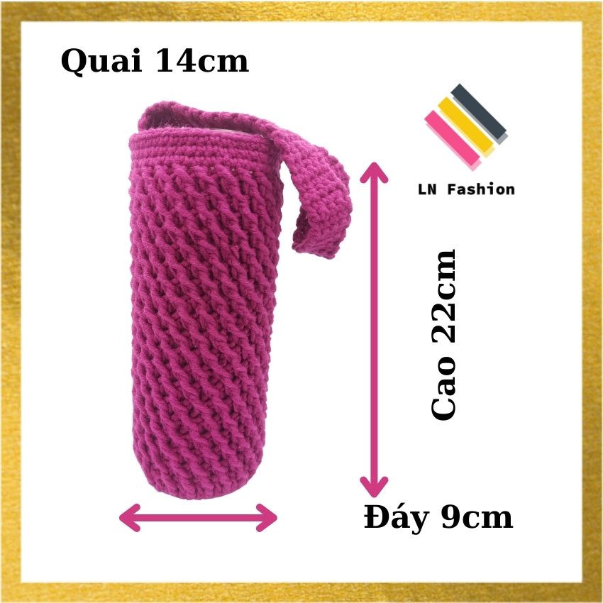 Túi len đựng Ly, Bình giữ nhiệt - Túi handmade - LN_Fashion - Móc len Handmade loại dày