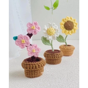 Chậu hoa len mini handmade trang trí nhà cửa