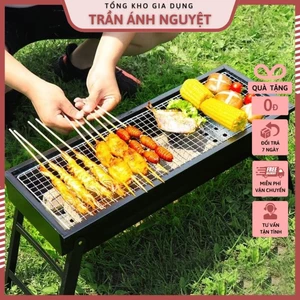 Bếp Nướng Than Hoa Ngoài Trời Không Khói Gấp Gọn - Bếp Nướng Than Inox Dã Ngoại BBQ Tiện Lợi Đi Du Lịch, Kèm Vỉ Nướng