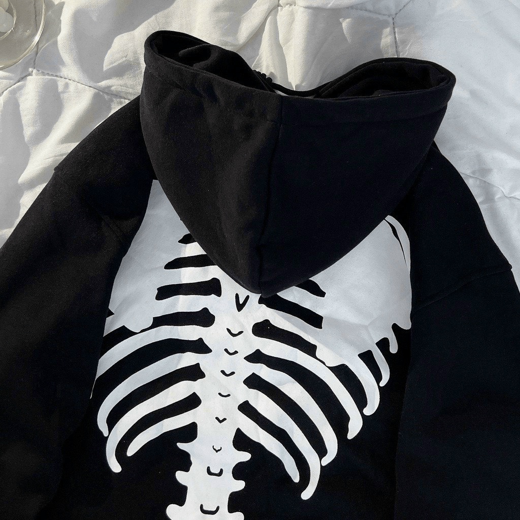 (HCM) ÁO KHOÁC NỈ HODDIES FORM RỘNG PHONG CÁCH HÀN QUỐC - UNISEX HỌA TIẾT XƯƠNG ĐỘC ĐÁO CHO CÁC BẠN TRẺ HIYU FASHION