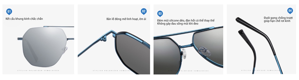 Mô tả Kính Râm Nam Phân Cực AORON Chống Tia UV400 Chống Chói Gọng Metal Cao Cấp Siêu Thời Trang Hàn Quốc AK062 - 1