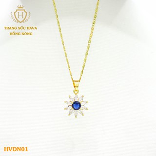 Dây Chuyền, Vòng Cổ Nữ Mặt Đính Đá Đỏ Xi Mạ Vàng Non Cao Cấp - Trang Sức Hava Hong Kong - HVDN01