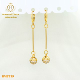 Bông Tai, Khuyên Tai Nữ Mặt Cầu Đính Đá Xi Mạ Vàng 24K Cao Cấp - Trang Sức Hava - HVBT39