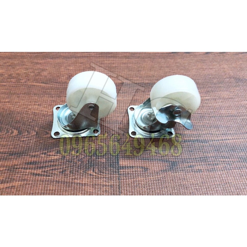 Bánh Xe Nhựa Trắng Bánh Phanh, Bánh Xoay Đủ Cỡ 5cm 6cm 7cm