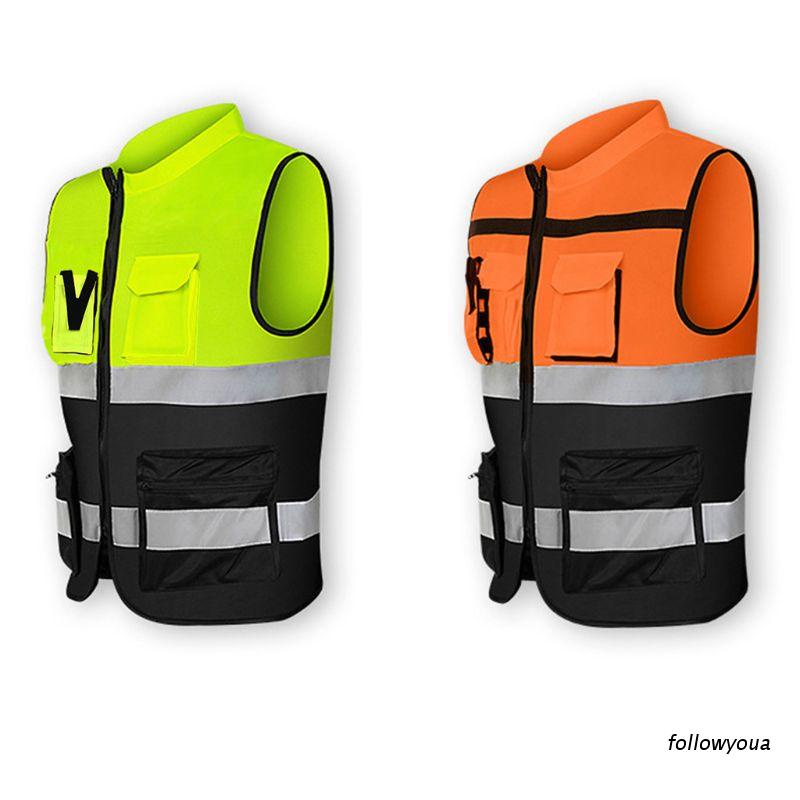 Multi-pockets  Visibility  Front Safety Vest with Reflective Strips