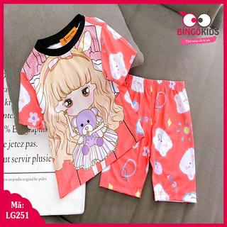 Set đồ bộ lửng bé gái thun lạnh 3D chất đẹp cho bé từ 1 đến 5 tuổi cực xinh xăn