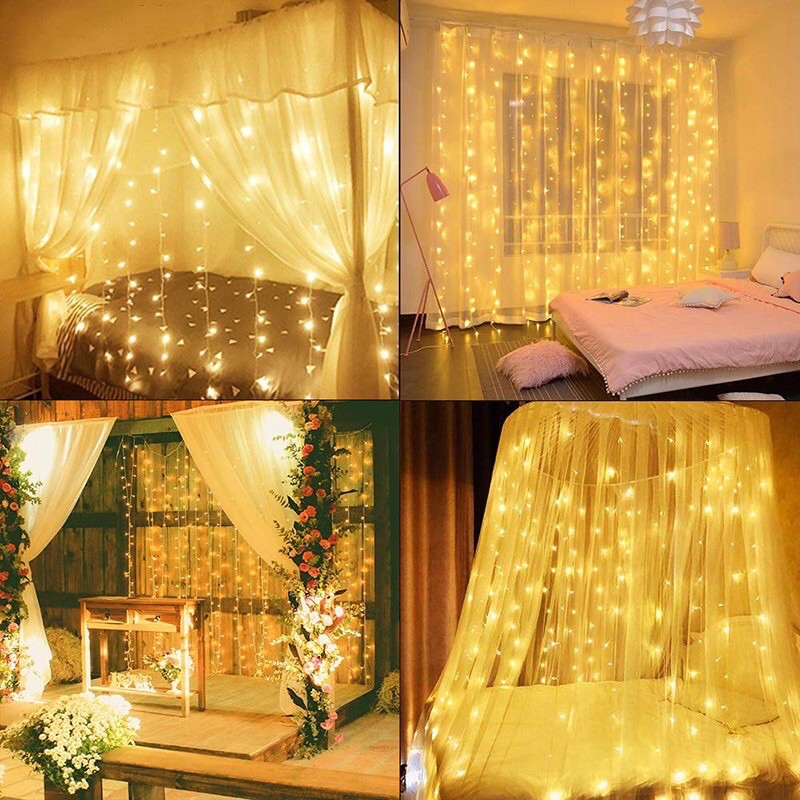 ĐÈN LED MÀNH MÀU VÀNG NẮNG NGANG 3X3M 16/ 10 SỢI 8 CHẾ ĐỘ ĐÈN NHÁY VÀ ...