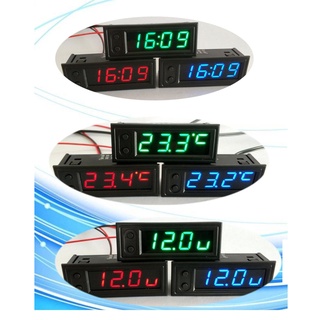 Charmantcc1 Có Thể Điều Chỉnh Nhiệt Độ Ô Tô Đồng Hồ 12V 3 Trong 1 Nhiệt Kế Vôn Kế Đồng Hồ Điện Tử LED Kỹ Thuật Số Displa