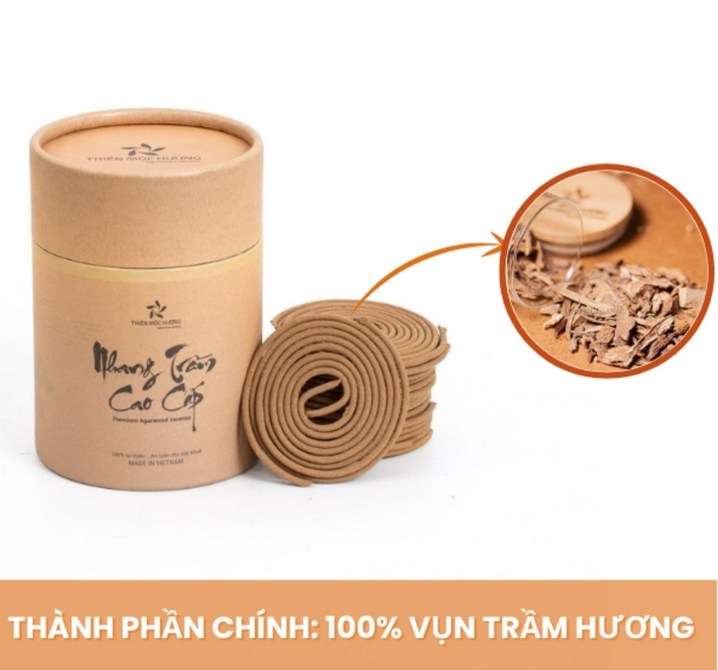 Mô tả Nhang khoanh trầm hương sạch xông nhà, hương vòng thơm dịu nhẹ THIÊN MỘC HƯƠNG hộp 40 khoanh - 2