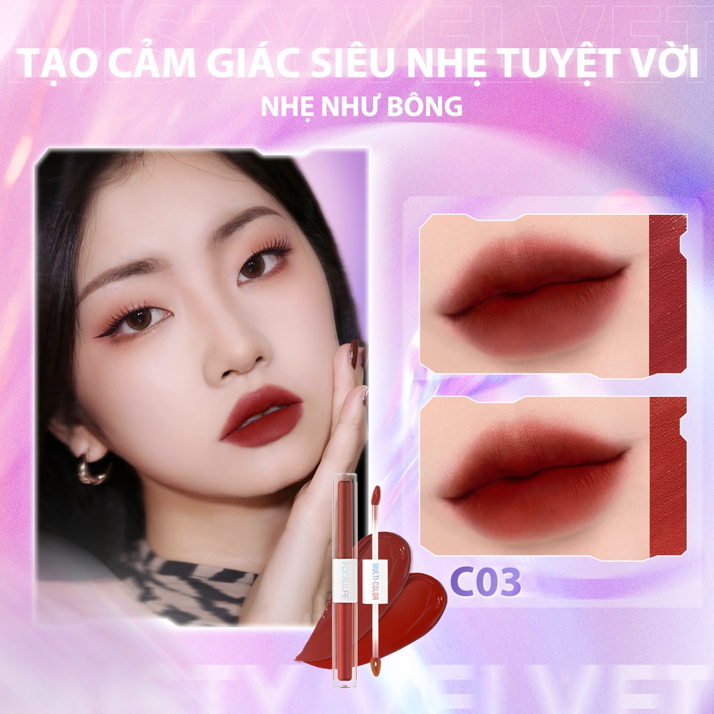 Ảnh Son môi dạng lỏng FOCALLURE 2.4g 2 trong 1 siêu nhẹ chống nứt nẻ 3