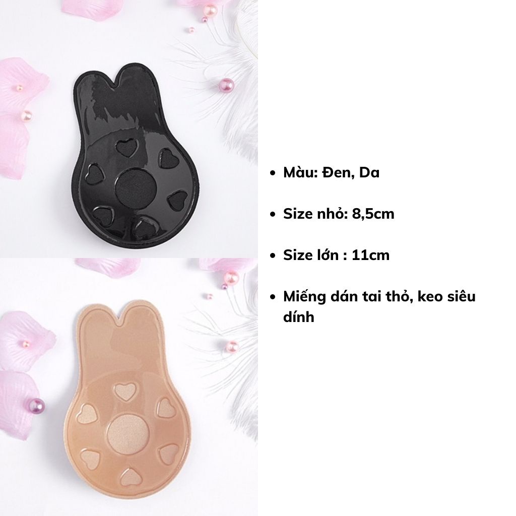 Miếng dán ngực nâng ngực chống chảy xệ, Áo dán ngực ti tai thỏ siêu xinh LANIXA D0950