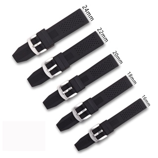 Dây Đeo Đồng Hồ Thể Thao Bằng Silicon Thoáng Khí Có Khóa Kim Loại Bạc 16mm 18mm 20mm 22mm 24mm