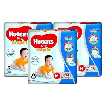 Bỉm Huggies quần/dán đủ size M74/L60/XL56/XXL50 - hanzomart