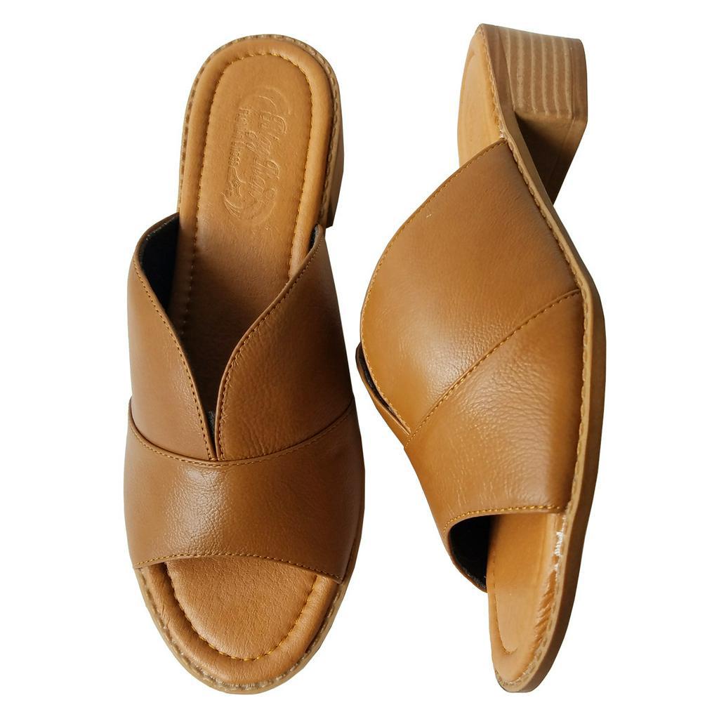 Dép Cao Gót Nữ BIGGBEN Da Bò Thật Cao 4cm HKD686