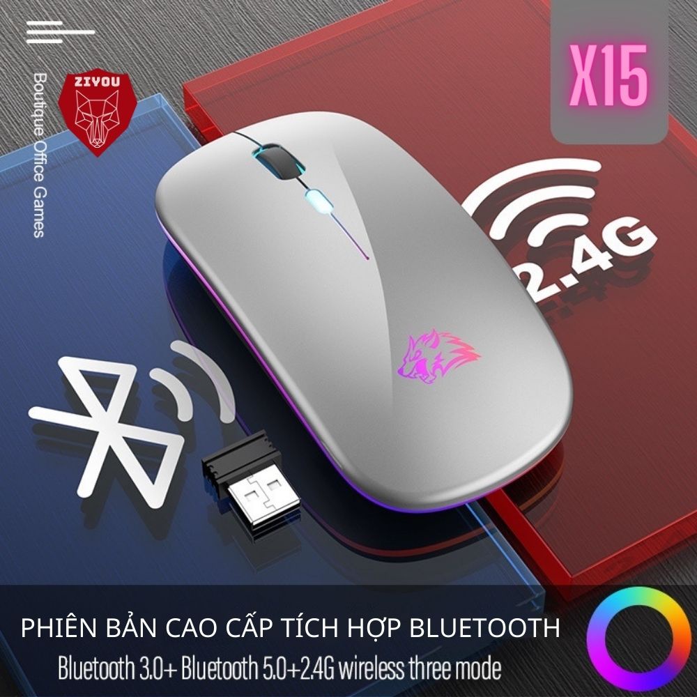 Chuột Không Dây Bluetooth X15 Sử Dụng Pin Sạc Lithium, Có Led RGB, Kết Nối Đa Năng Máy Tính, Laptop | BigBuy360 - bigbuy360.vn