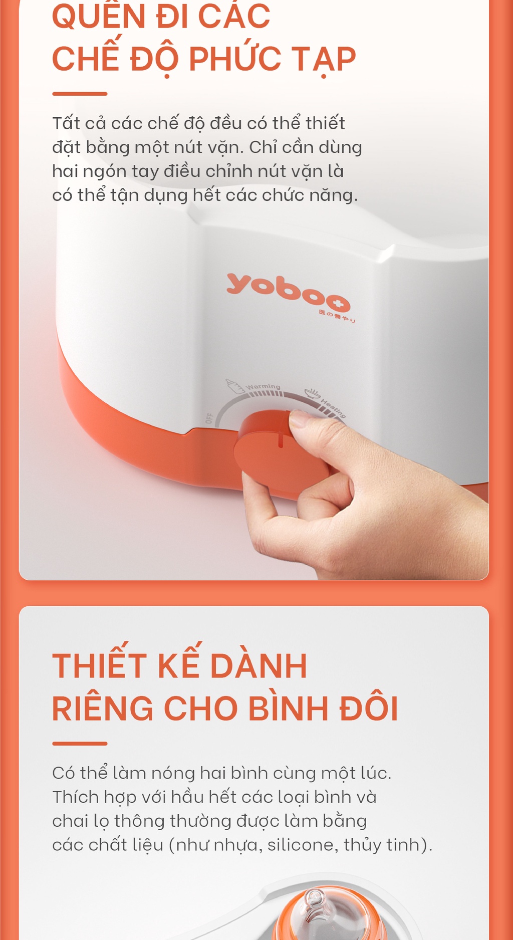 Mô tả Máy hâm sữa tiệt trùng, rả đông, giữ ấm Yoboo YB-0041 thiết kế 2 ngăn 3in1 làm nóng thức ăn - Hàng Chính Hãng - 3