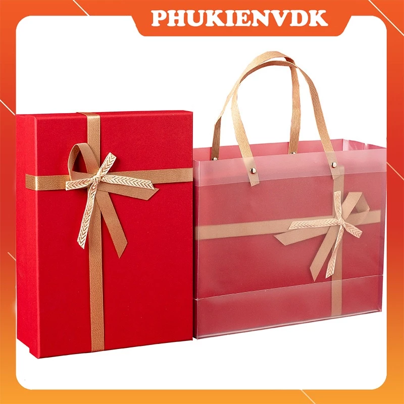 Hộp quà tặng hộp quà tết hộp quà Noel Valentine hộp quà sinh nhật gắn nơ màu đỏ