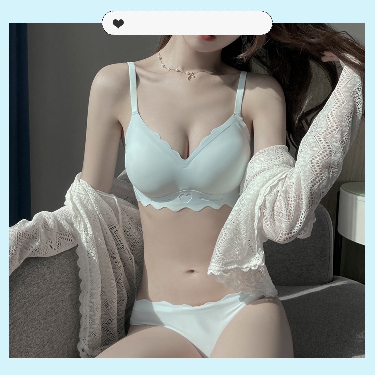Bộ Áo Ngực + Quần Lót Lụa Mát Không Đường May + Quần Lót Thể Thao Thoải Mái Thân Thiện Với Làn Da Dành Cho Nữ