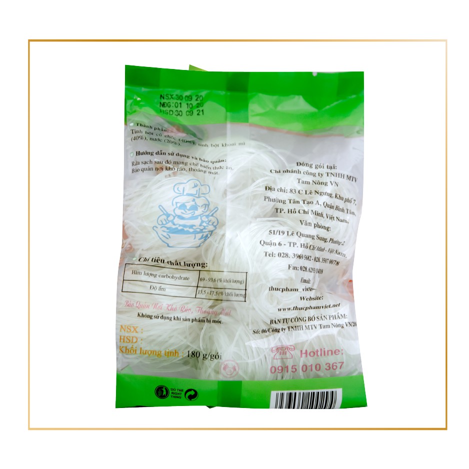 Bún Tàu Lọn Việt San 100g/180g - Bún Tàu Khô Sợi Tròn Nhỏ Dinh Dưỡng Cao