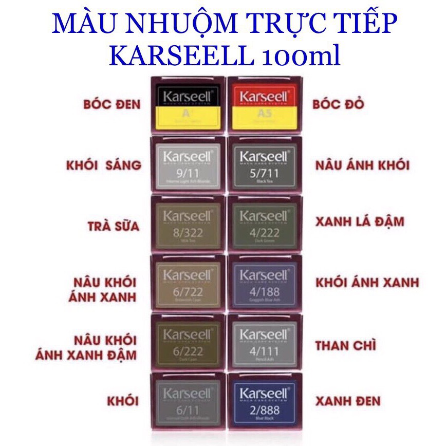 [Thanh lý] Thuốc nhuộm tóc Karseell trực tiếp nền tóc đen không càn tẩy 100ml