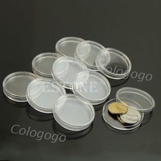 10pcs 35mm Useful Clear Round Cases Coin Storage Capsules Holder Round Plastic
