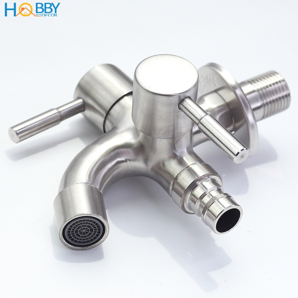 Ảnh Vòi củ sen lạnh đa năng 2 đầu xả Inox 304 ren 21 Hobby home decor CS1 3