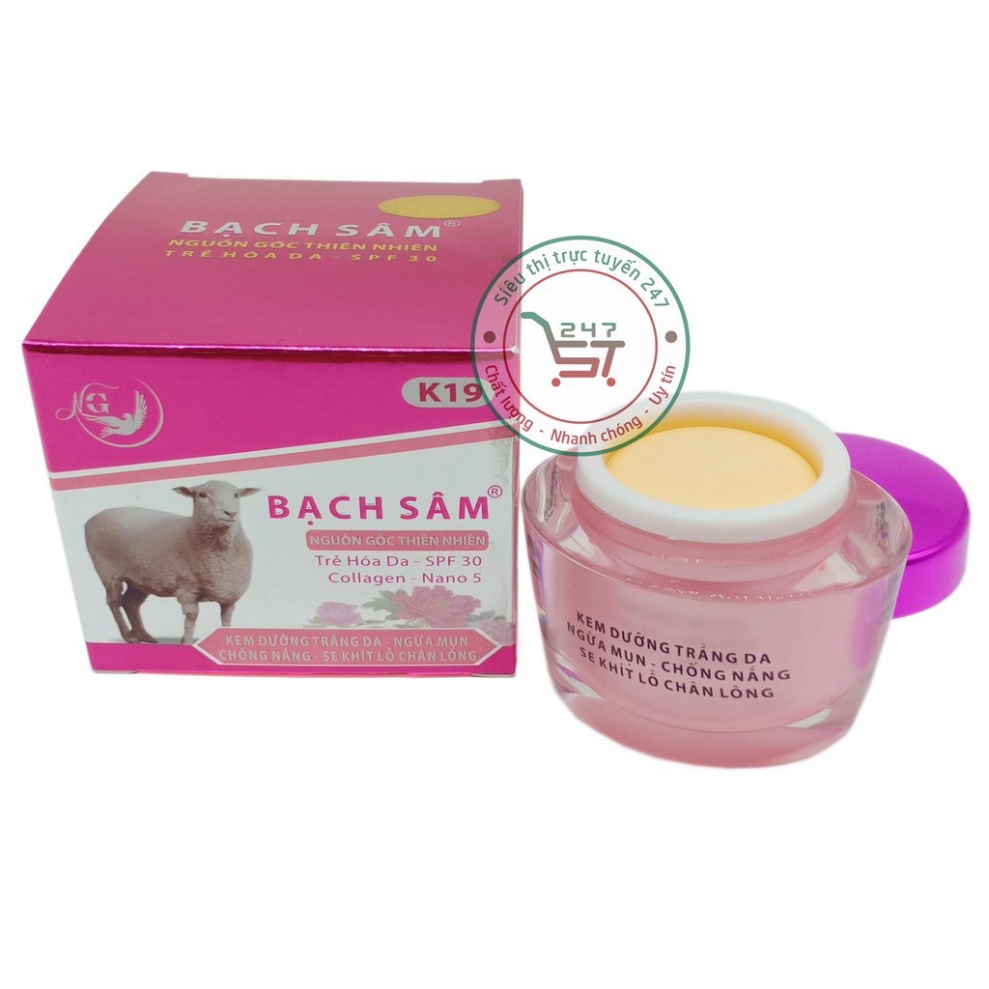 Kem Mụn Thâm Trắng da Chống nắng Se khít lỗ chân lông Bạch Sâm K19 22g (Hồng-xám)