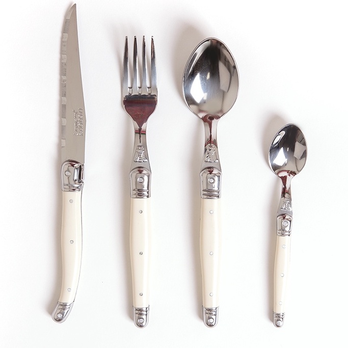 Ảnh Bộ dao thìa dĩa inox 304 Laguiole Pháp cán nhựa màu trắng Ivory | Sa Maison x Jean Dubost 3
