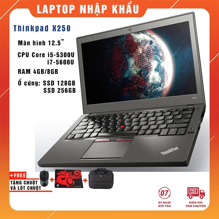 Laptop Lenovo ThinkPad X250 i7 | 8G | SSD 256Gb | 12.5" | WIN 10 - Hàng Nhập Khẩu Từ Mỹ, Nhật Bản