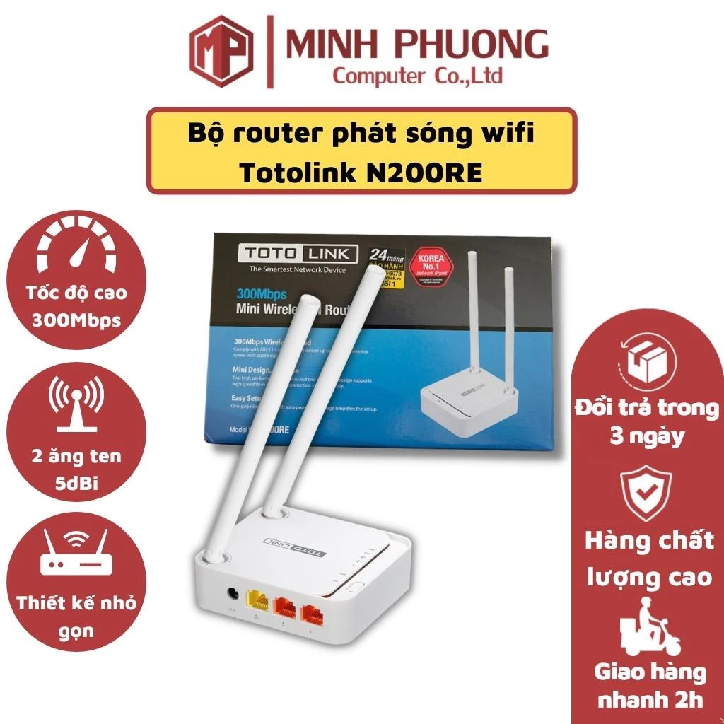 Bộ Phát WiFi TOTOLINK N200RE 300Mbps (Hàng chính hãng)