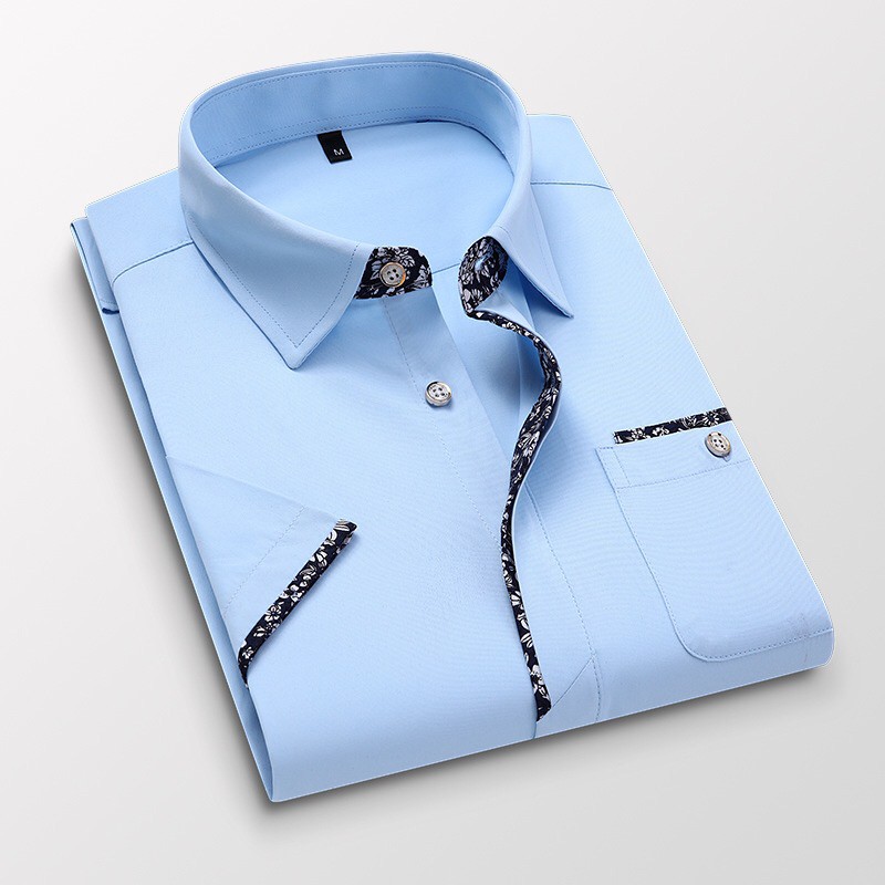 Thời Trang Áo Sơ Mi cotton Ngắn Tay Dáng Ôm In Họa Tiết Lịch Lãm Cho Nam
