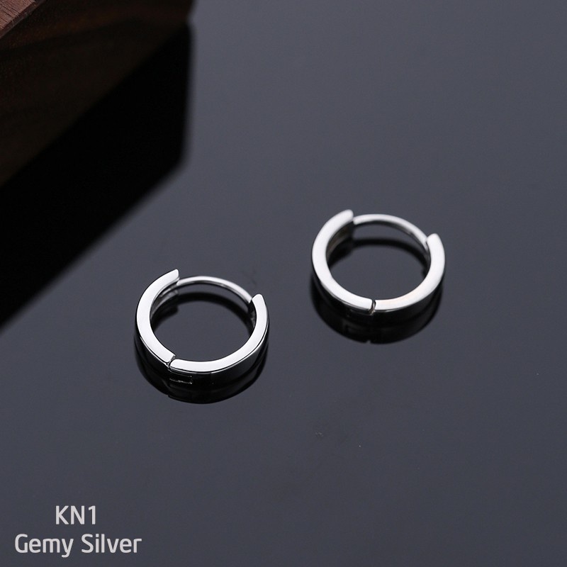 Khuyên tai nam tròn bạc Heli nhiều size trơn basic nữ unisex (1 chiếc) | GEMY SILVER KN1