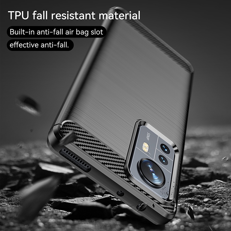 Dành cho Xiaomi 12 / 12 Pro Kết cấu chải siêu mỏng Vỏ TPU mềm chống sốc