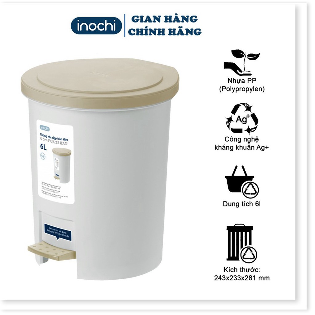 Thùng Rác Nhựa , Đạp Chân Nắp Tròn inochi 6L 12 Lít Sọt Rác Văn Phòng ...
