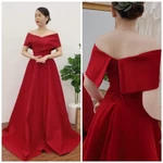 VÁY CƯỚI ĐI BÀN TRỄ VAI  CÔ DÂU SIÊU XINH( có sẳn)full size S/M/L/XL ( nhận may theo số đo) ẢNH  VIDEO SHOP TỰ CHỤP 100 — ảnh 1
