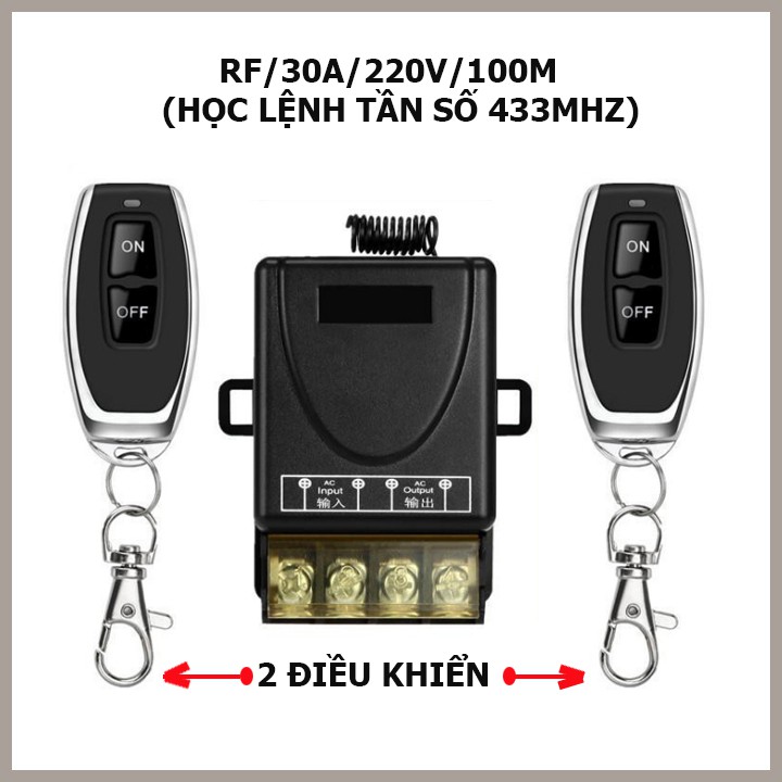 (2 REMOTE) Bộ công tắc điều khiển từ xa 100m/ 3000W/30A/220V 2 remote điều khiển