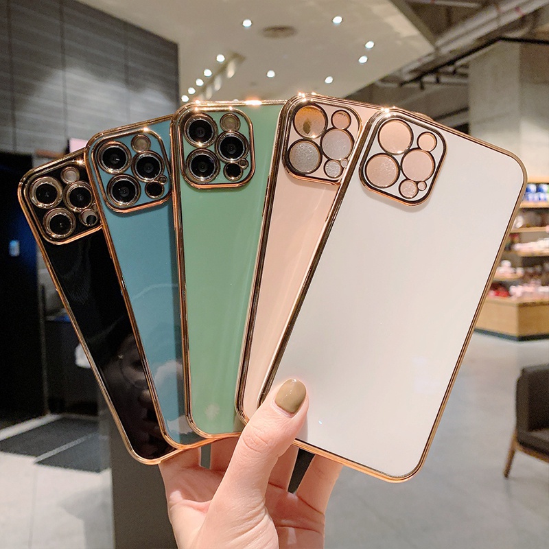 Ốp Điện Thoại Mạ Điện Viền Thẳng Chống Sốc Cho IPhone 13 13Pro 13Pro Max 12 12Pro 12Pro Max 7 8 Plus 13 Pro Max