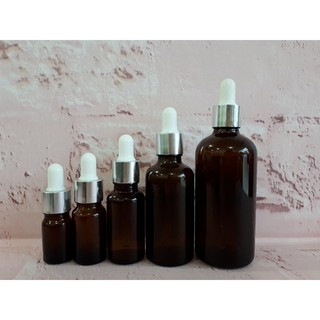 Lọ Tinh Dầu Thân Nâu 5ml Nắp Bóp Giọt Thủy Tinh Khoen Vàng hoặc Bạc