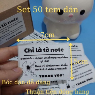 Set 50 tem dán note quay video mở hàng kích thước 7x5cm