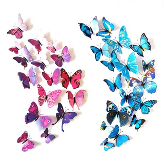 Set 12 Bướm 3D Có Nam Châm Hít Tủ Lạnh Trang Trí Đa Ứng Dụng