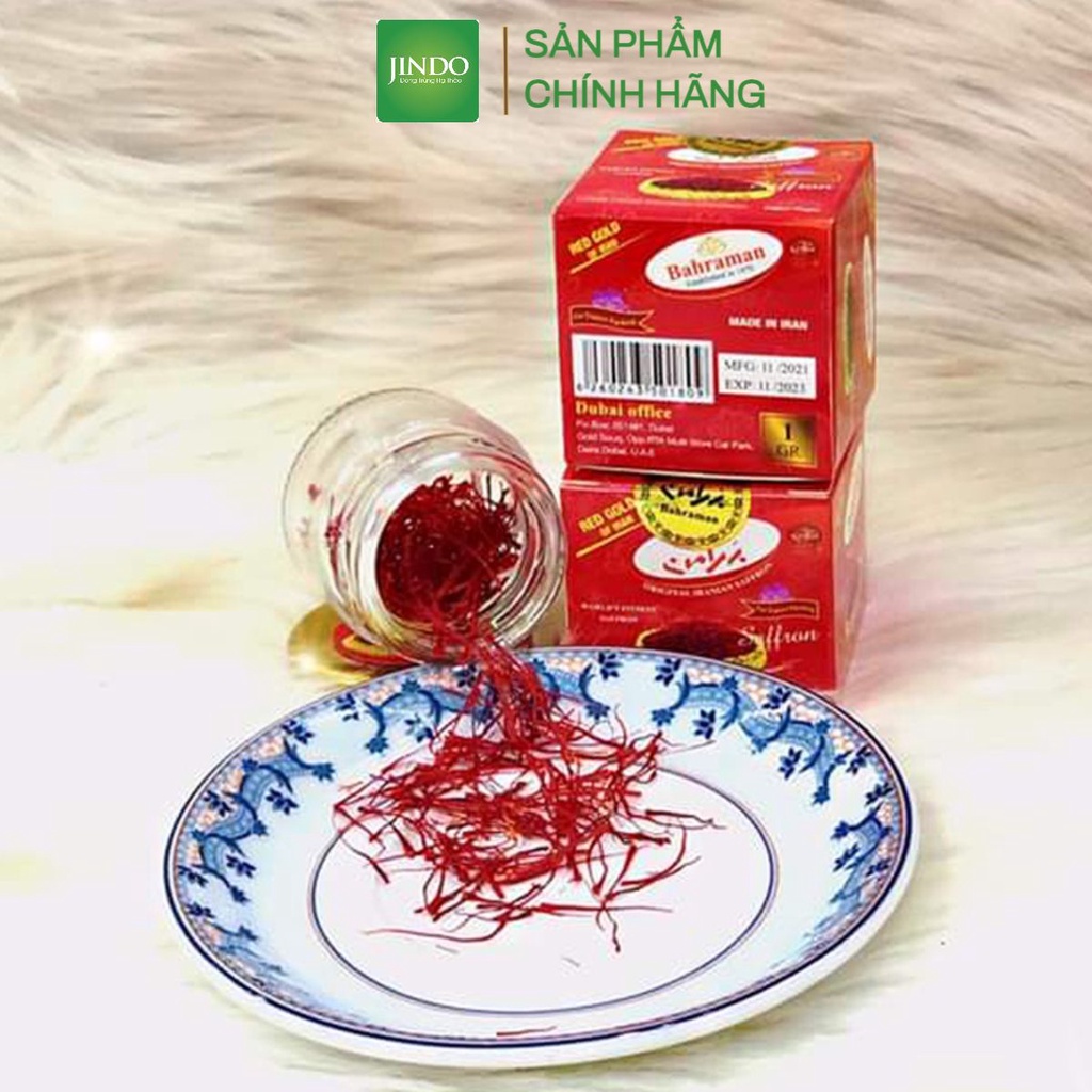 Saffron Bahraman JINDO Super Negin 1.0gram | Nhụy hoa nghệ tây chính hãng Iran tác dụng ngủ ngon, đẹp da