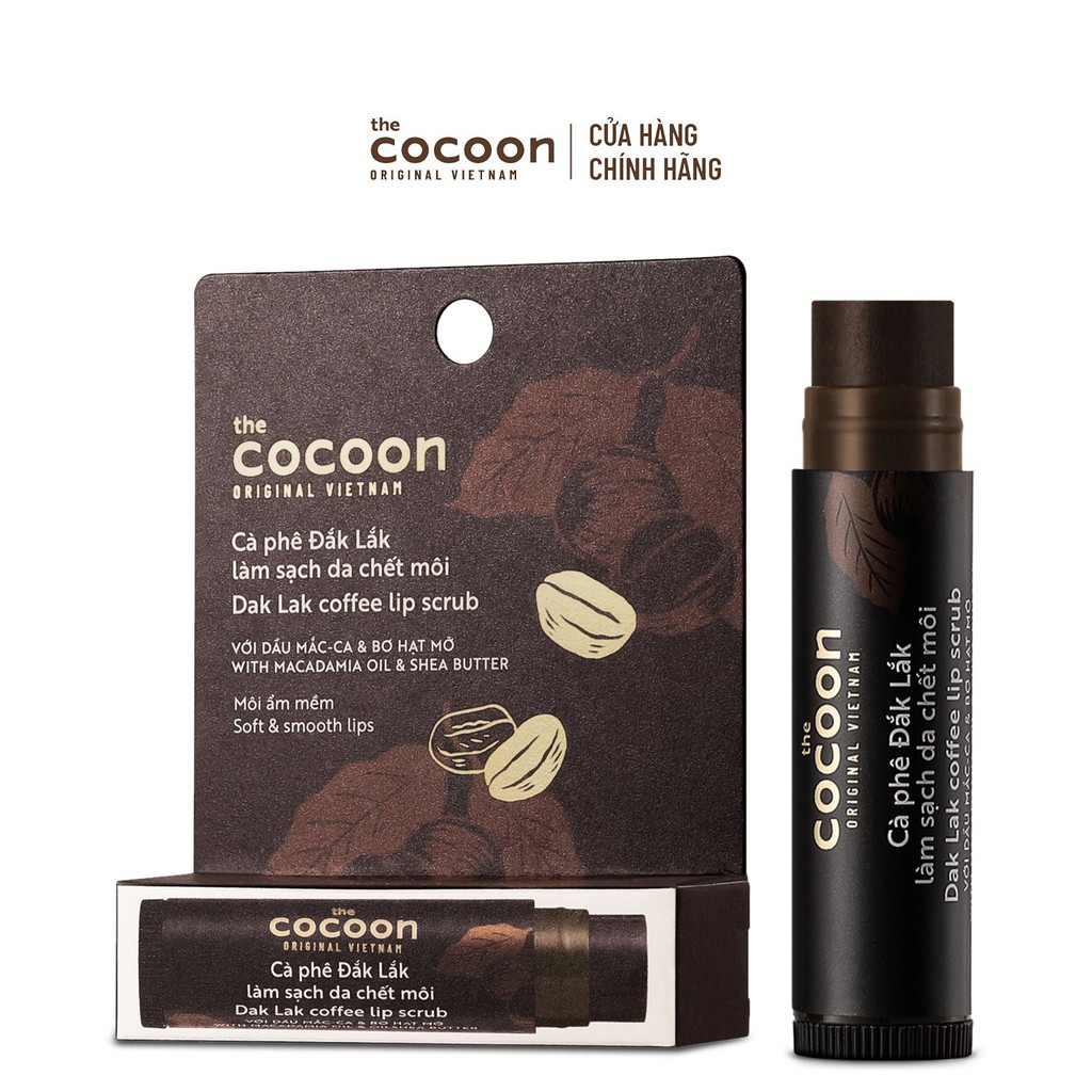 Tẩy da chết môi cà phê Đắk Lắk Cocoon môi ẩm mềm 5g