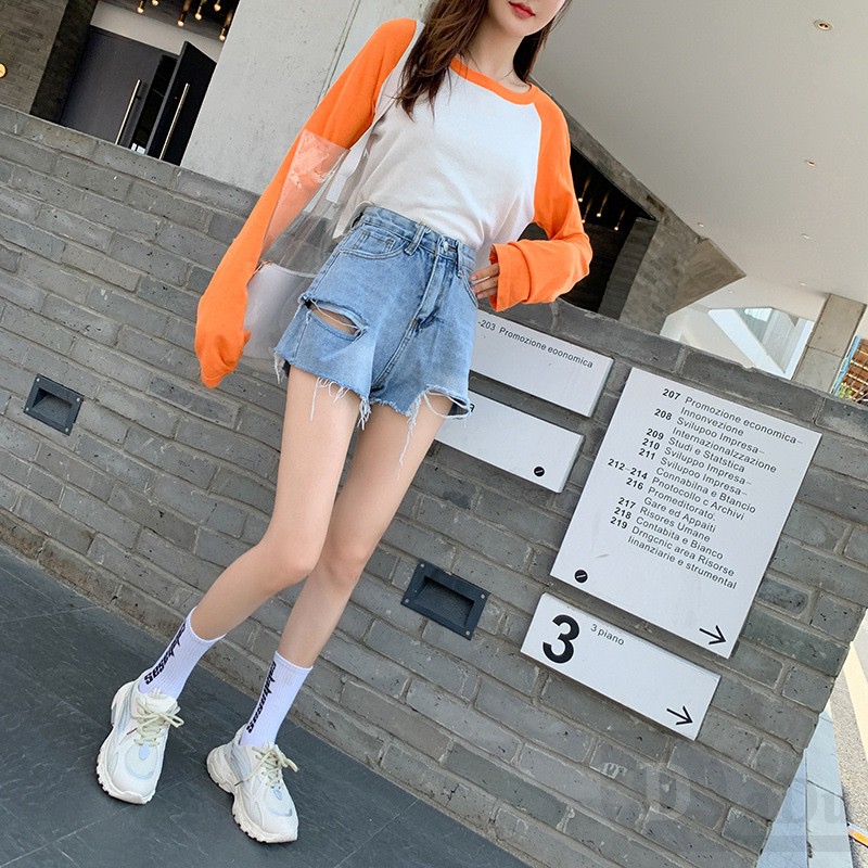 Ảnh Ví DaDu Nữ Kiểu Dáng Thời Trang Sang Trọng  Quần Short Jean Lưng Cao ThờI Trang Cho Nữ 4