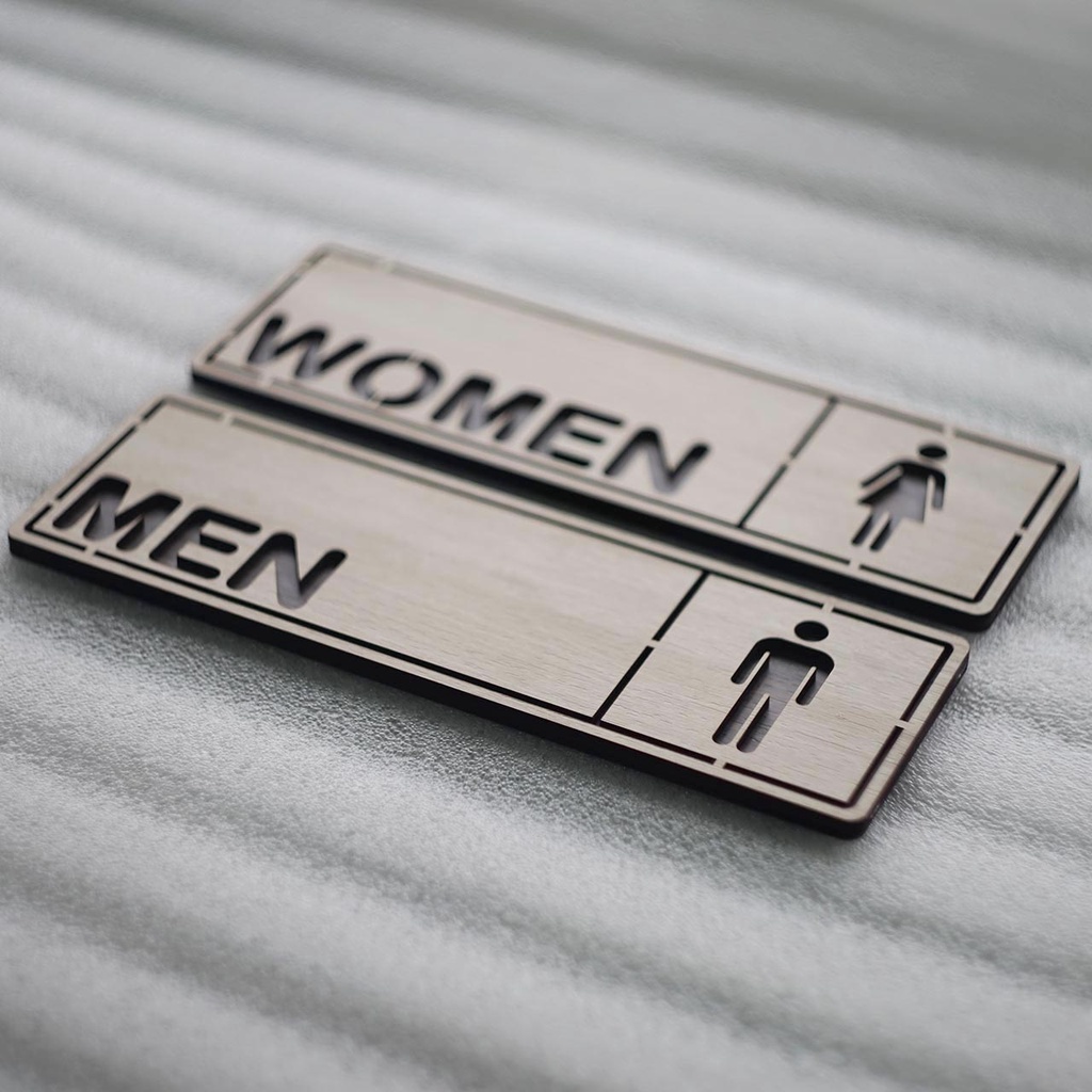 Bảng gỗ dán cửa nhà vệ sinh Men Women, bảng gỗ decor WC Nam Nữ LEVU-TL18S
