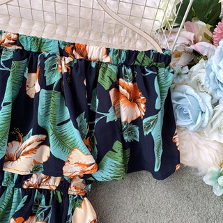 Đầm maxi Trễ Vai Chất chiffon Hoạ Tiết Hoa Phong Cách Bohomian